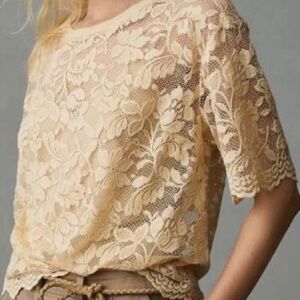 Dolan Left Coast Boxy Scalloped Lace T-Shirt